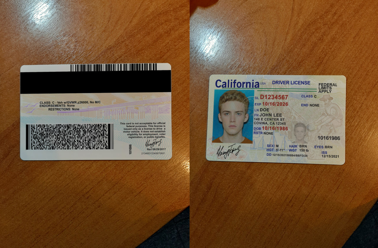 fake california driver license